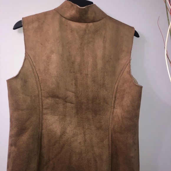 Lands' End Women's Size M Sueded Vest Jacket  Tan Polyester - Picture 3 of 10